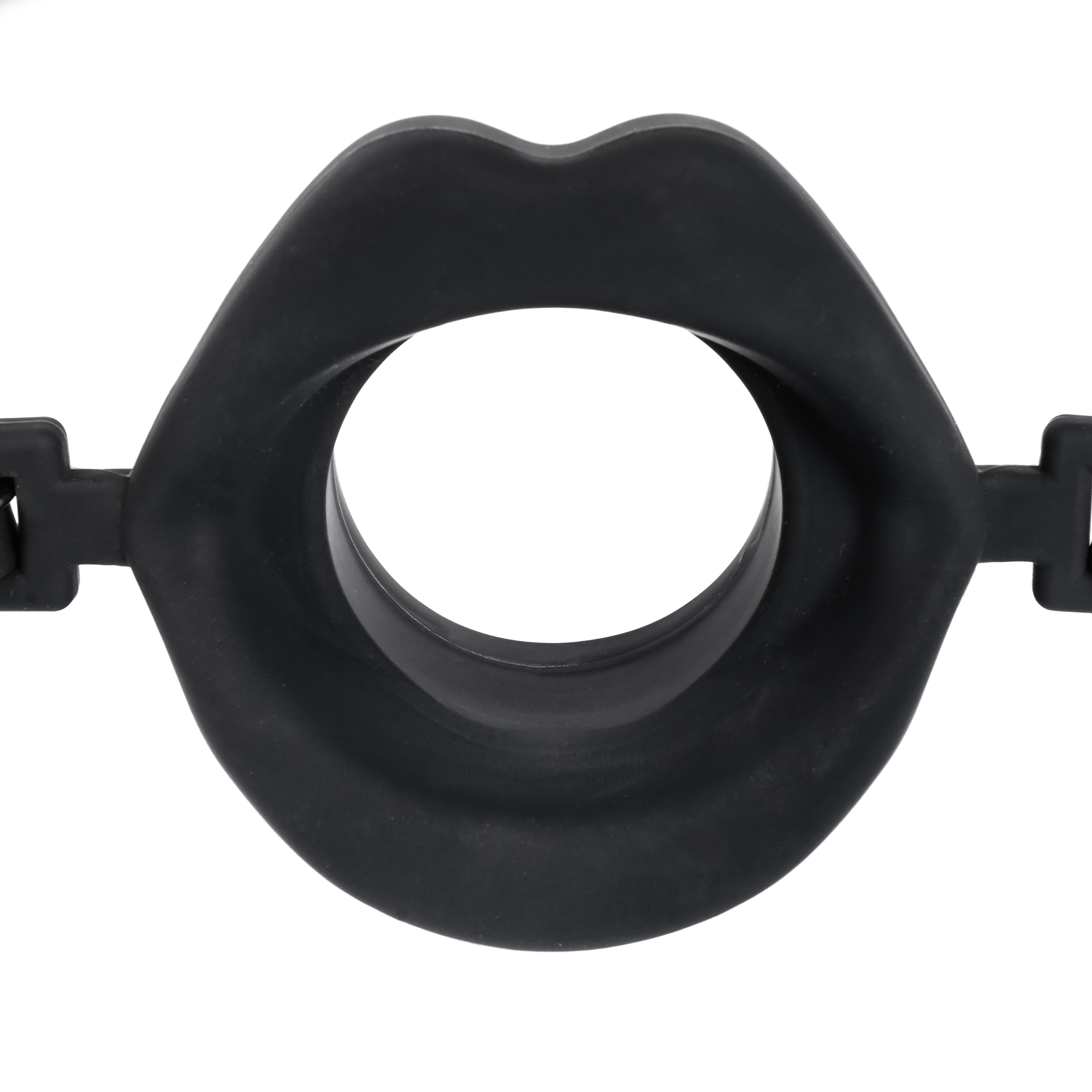 Rimba Bondage Play - Mondknevel met lippen en stopper - Zwart