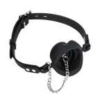 Rimba Bondage Play - Mondknevel met lippen en stopper - Zwart