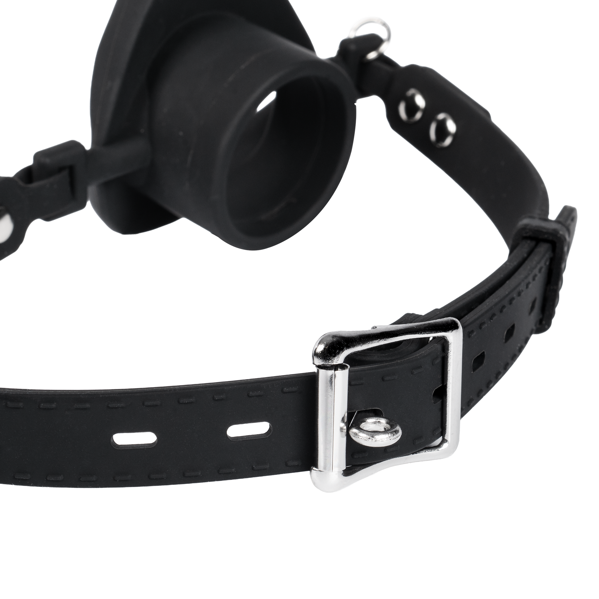 Rimba Bondage Play - Mondknevel met lippen en stopper - Zwart