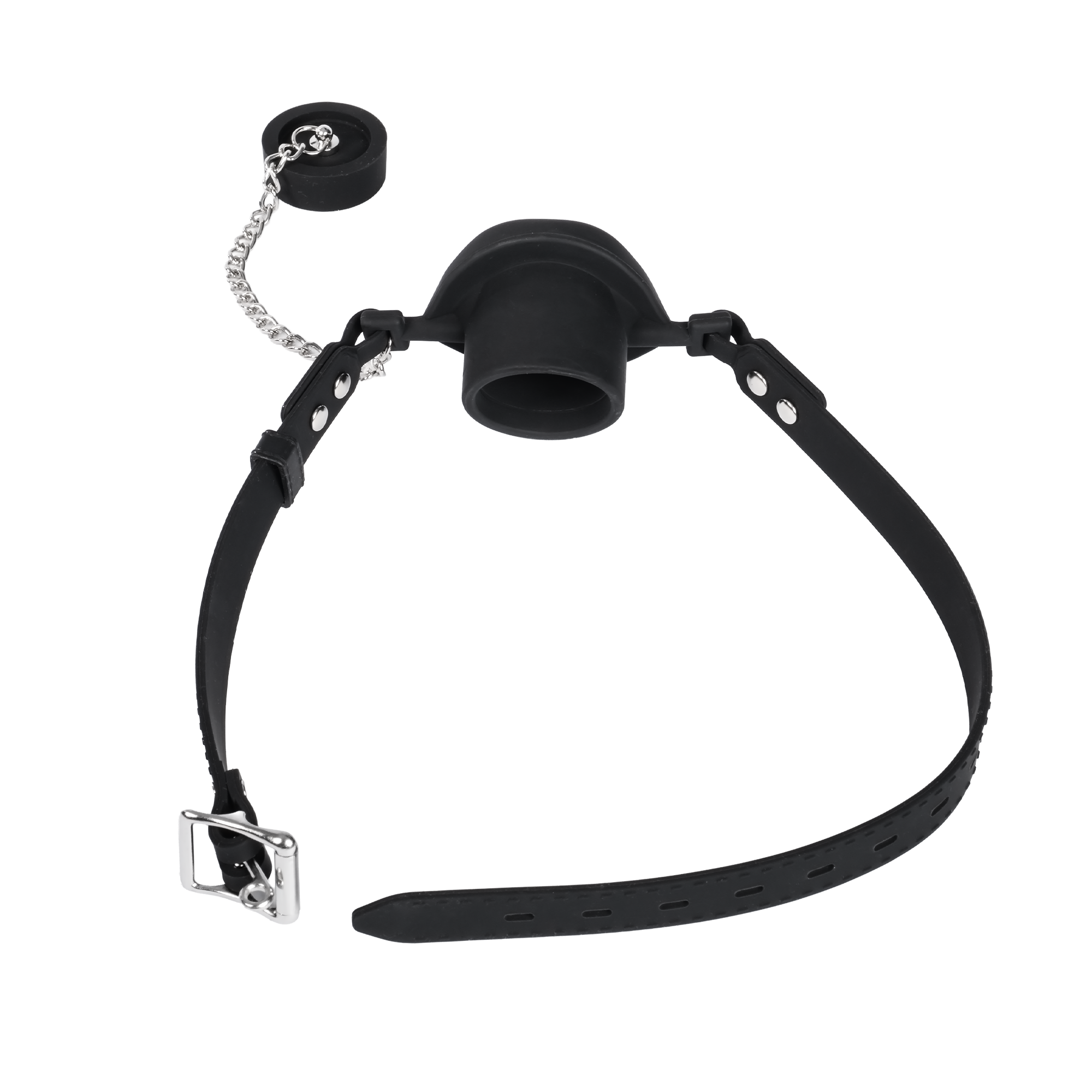 Rimba Bondage Play - Mondknevel met lippen en stopper - Zwart
