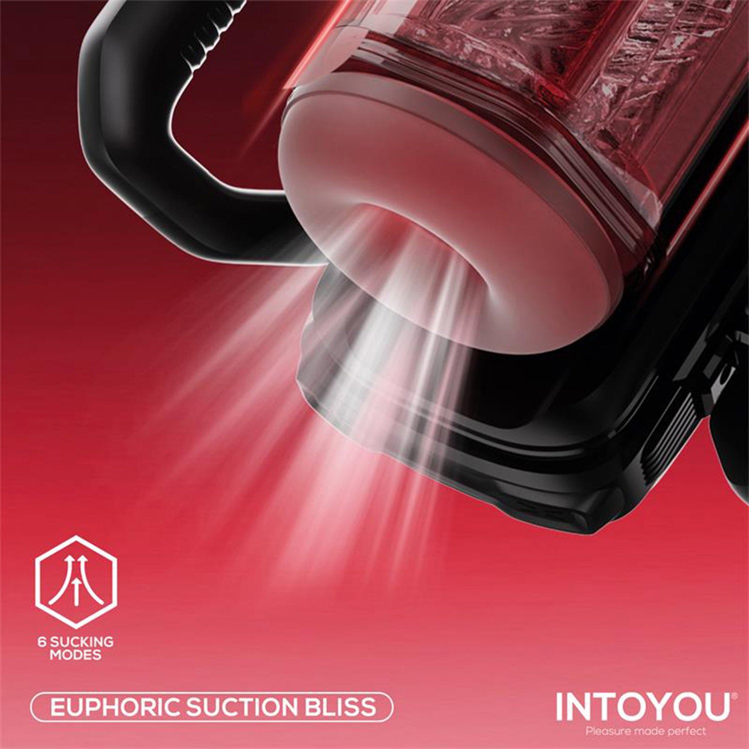 IY - Vexor - 3-in-1 masturbator voor mannen: zuig-, stoot- en vibratiefunctie - Zwart/Rood