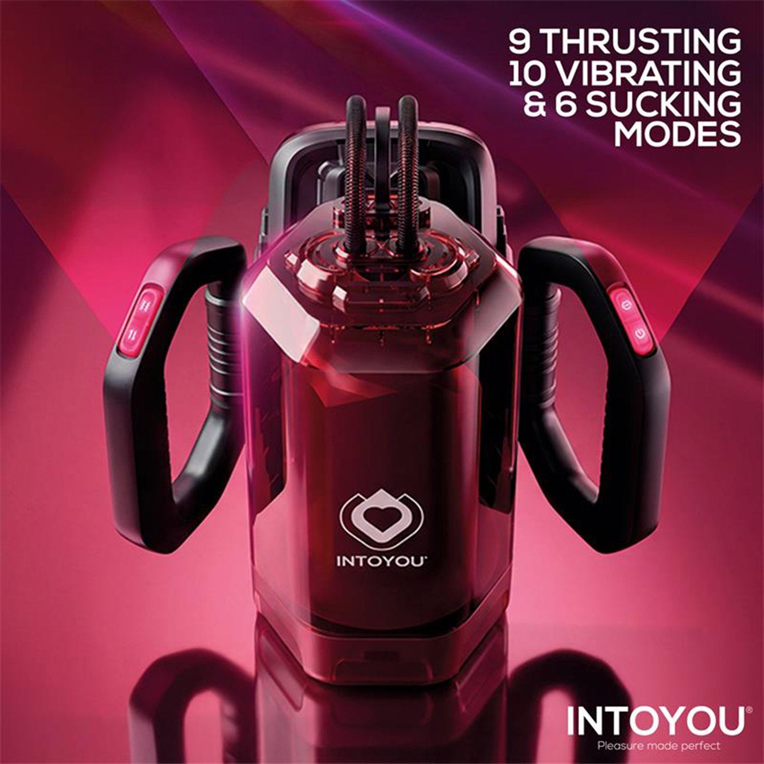 IY - Vexor - 3-in-1 masturbator voor mannen: zuig-, stoot- en vibratiefunctie - Zwart/Rood