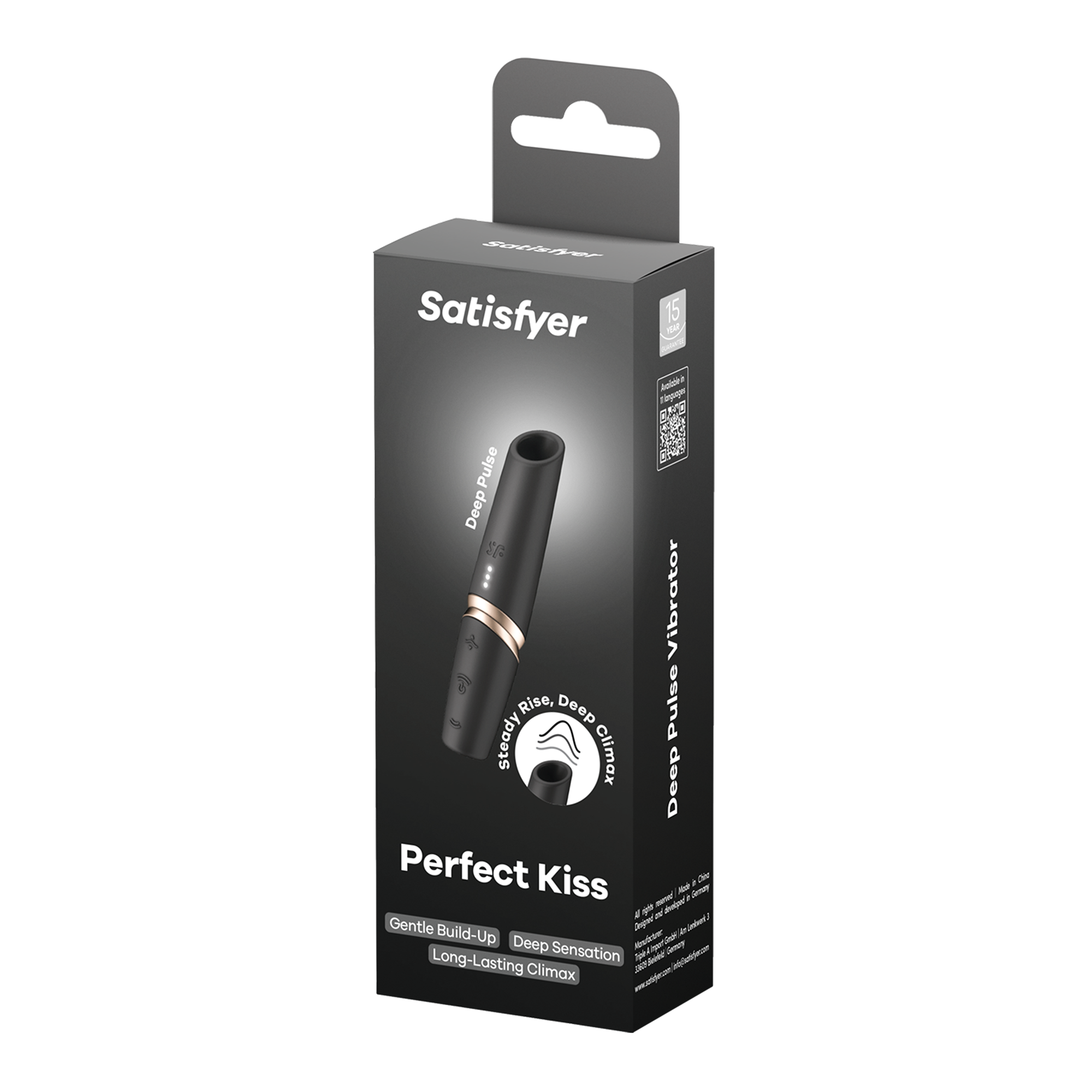 Satisfyer - Perfect Kiss - 3D Luchtpuls Lippenstift Vibrator - Zwart