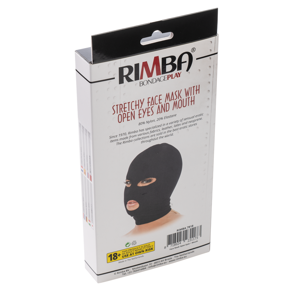 Rimba - Hoofdmasker uit elastische stof met ogen en mond open
