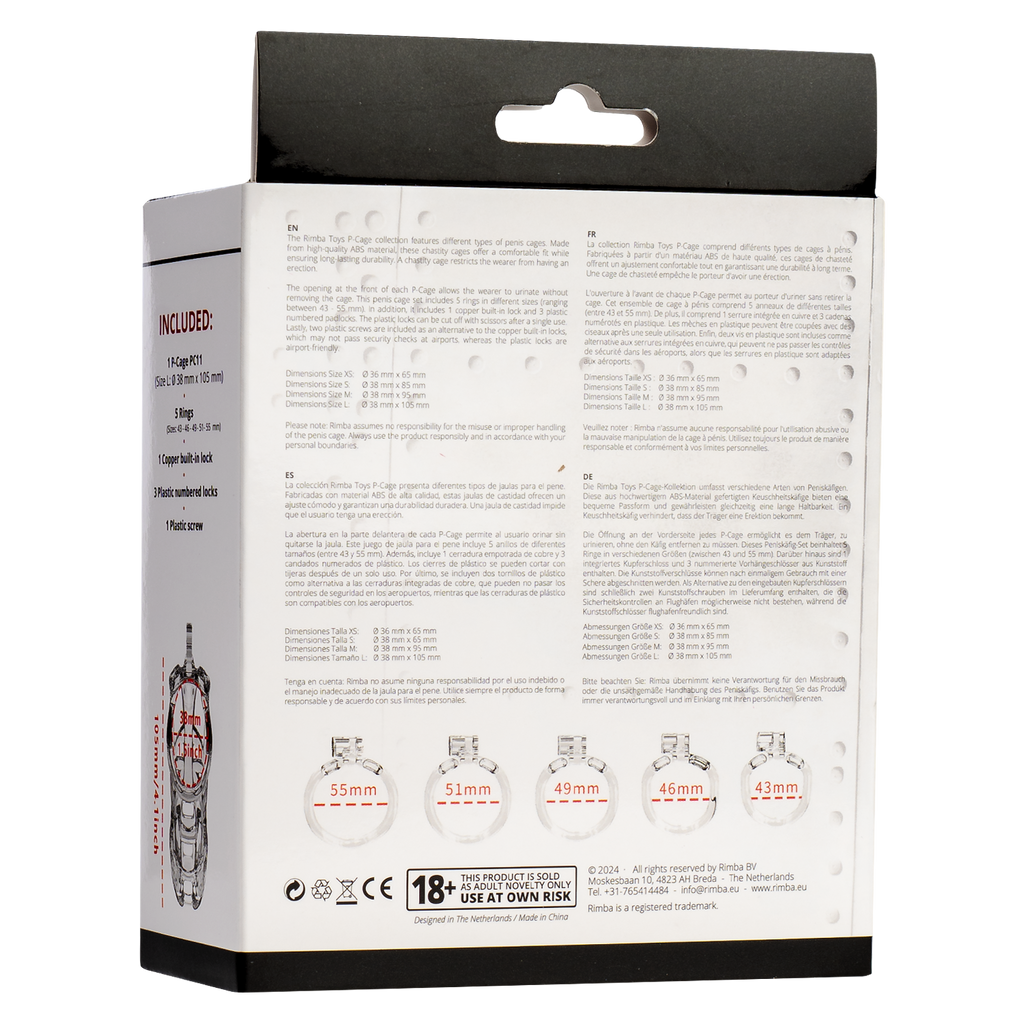Rimba P-Cage - P-Cage PC11 - Peniskooi maat L - Transparant