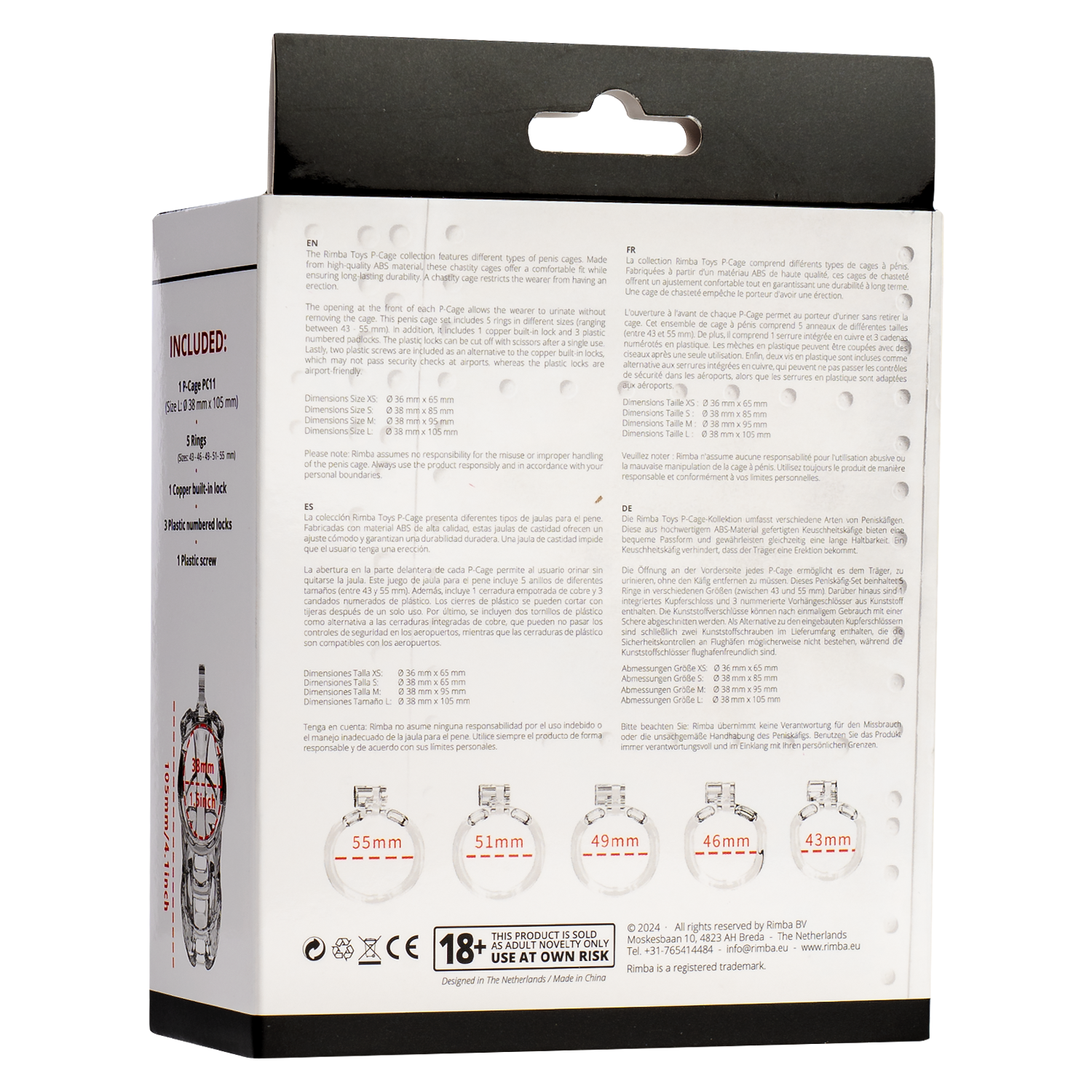 Rimba P-Cage - P-Cage PC11 - Peniskooi maat L - Transparant