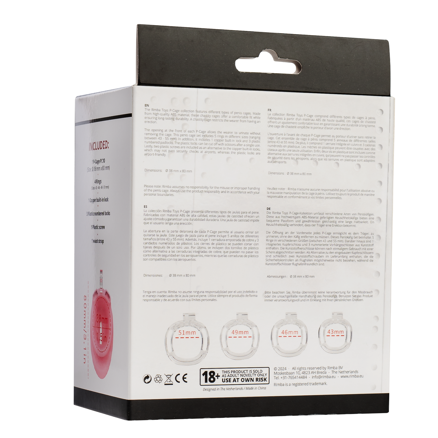 Rimba P- Cage - P-Cage PC10 - Peniskooi Pussy - Transparant, Rose