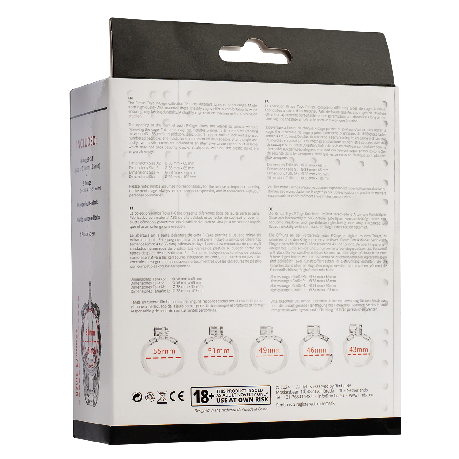 Rimba P-Cage - P-Cage PC11 - Peniskooi maat S - Transparant