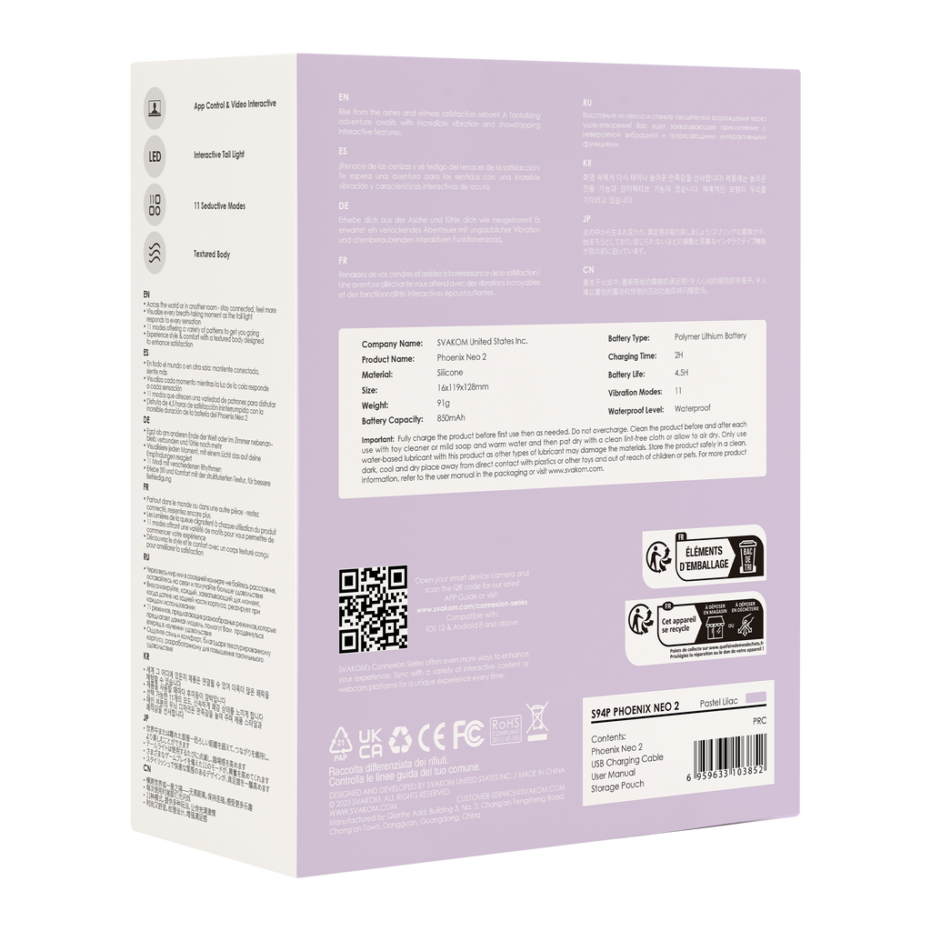 SVAKOM - Phoenix Neo 2 - Interactieve Bullet Vibrator met App Control - Lila