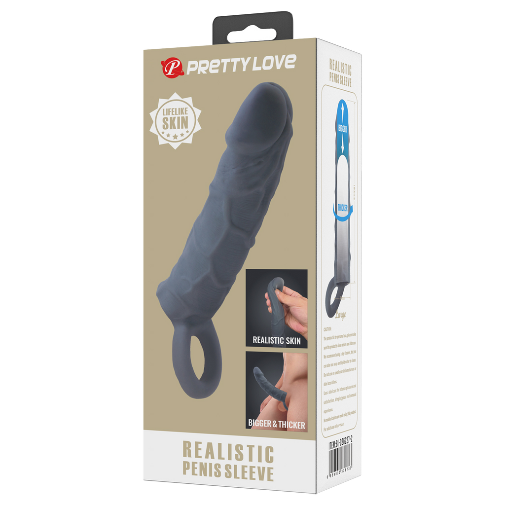 Pretty Love - Laige - Realistische Penis Sleeve - Donkergrijs