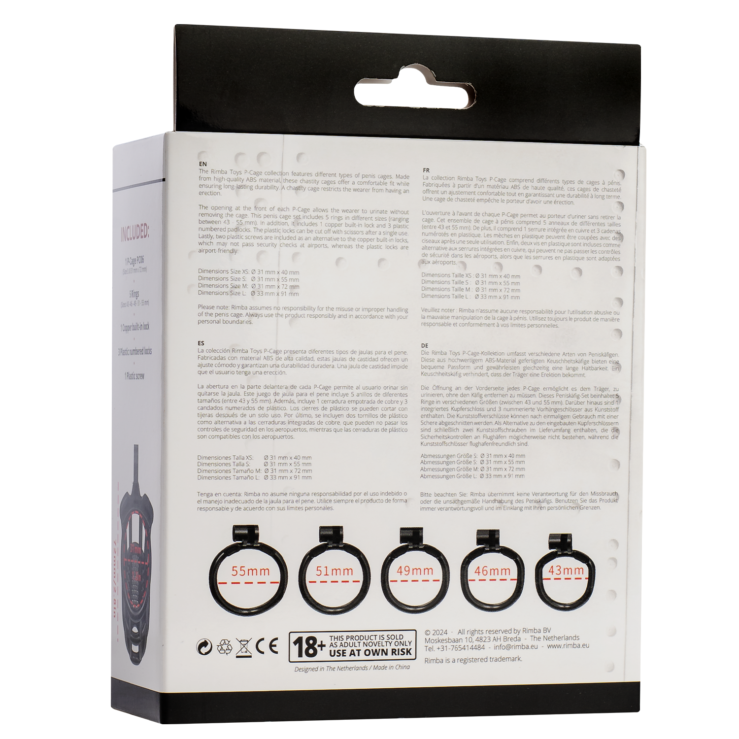 Rimba P-Cage - P-Cage PC06 - Peniskooi Maat M - Zwart