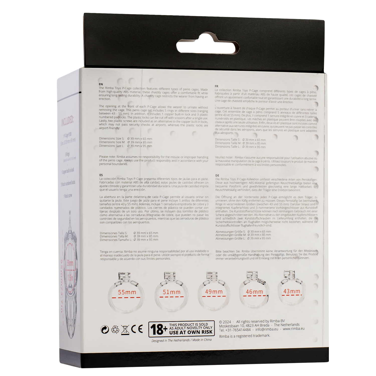 Rimba P-Cage - P-Cage PC08 - Peniskooi Maat M - Transparant