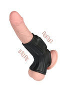 LoveToy - Ridge Knights Ring - Vibrerende Penis en Scrotum Sleeve (Ø 2,8 cm) - Zwart