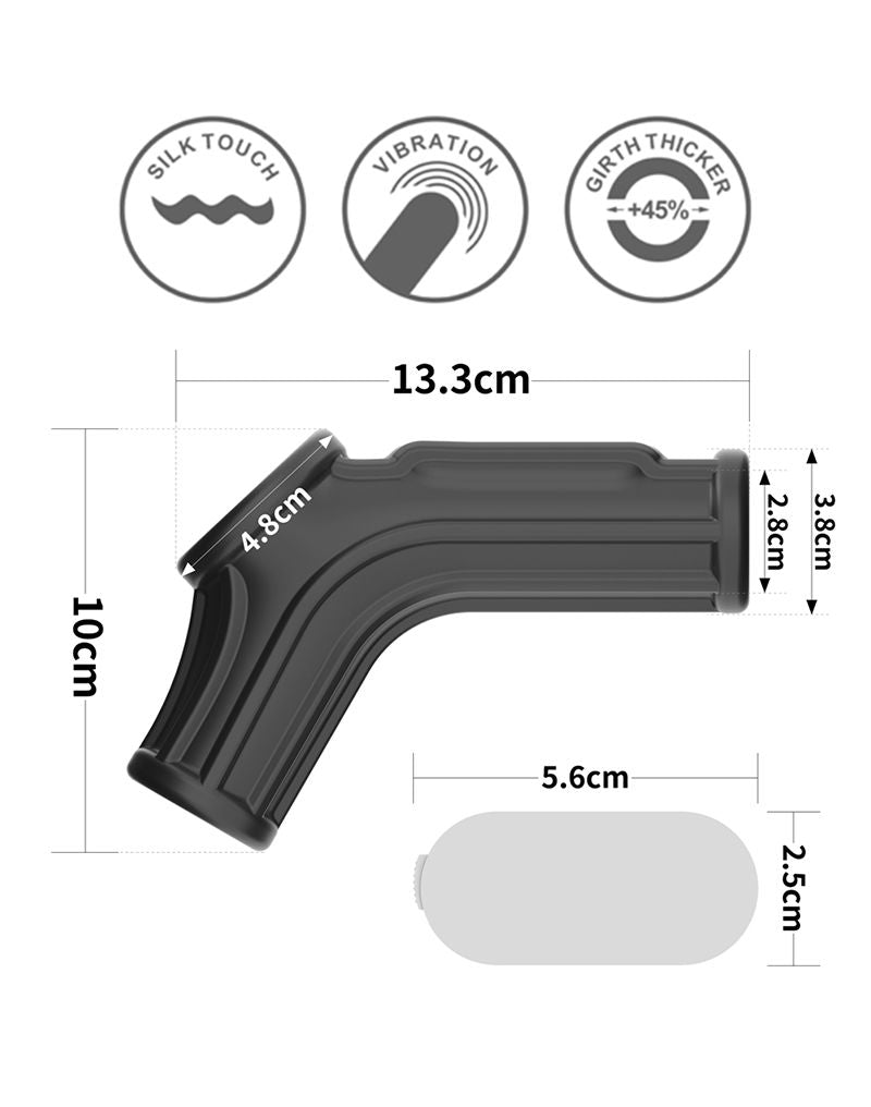 LoveToy - Ridge Knights Ring - Vibrerende Penis en Scrotum Sleeve (Ø 2,8 cm) - Zwart