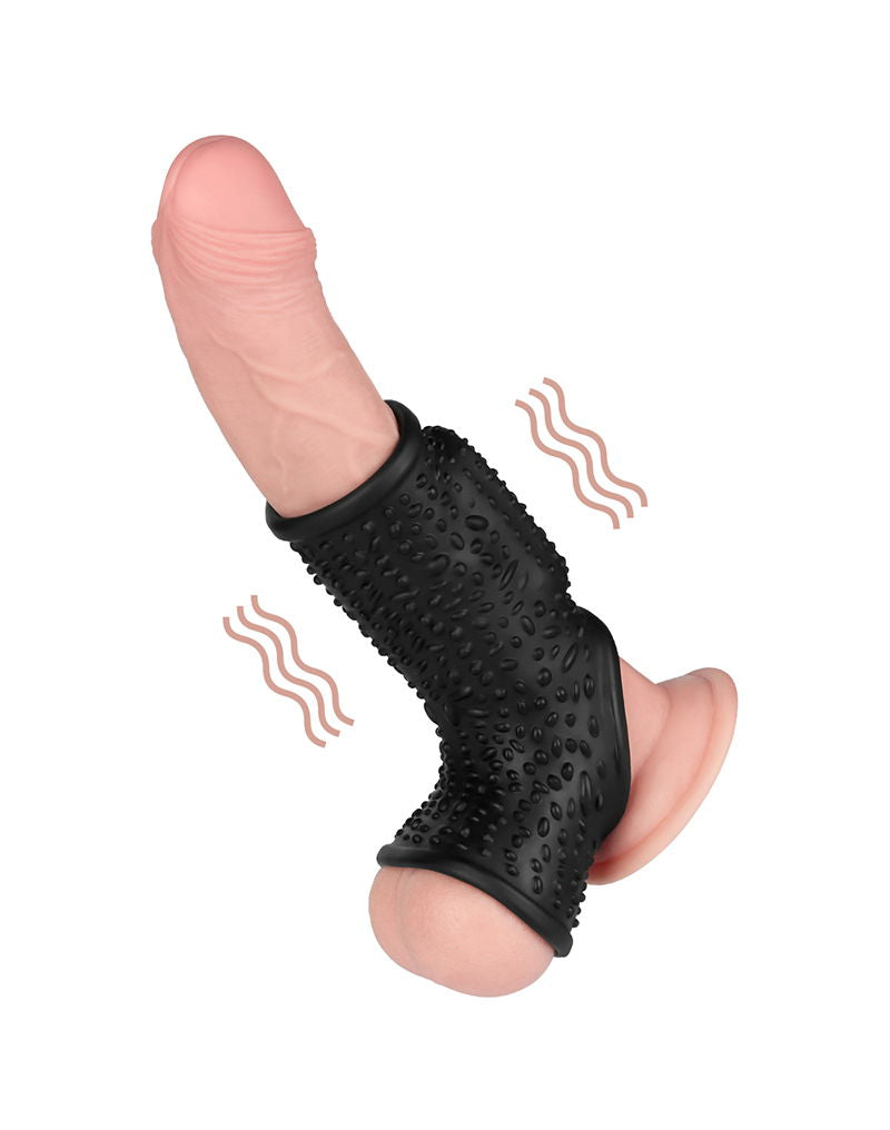LoveToy - Drip Knights Ring - Vibrerende Penis en Scrotum Sleeve (Ø 2,8 cm) - Zwart