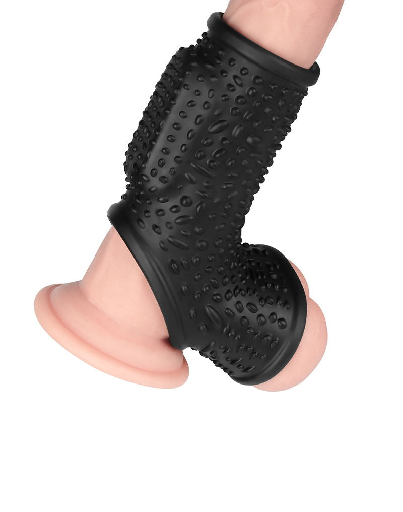 LoveToy - Drip Knights Ring - Vibrerende Penis en Scrotum Sleeve (Ø 2,8 cm) - Zwart