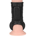 LoveToy - Drip Knights Ring - Vibrerende Penis en Scrotum Sleeve (Ø 2,8 cm) - Zwart