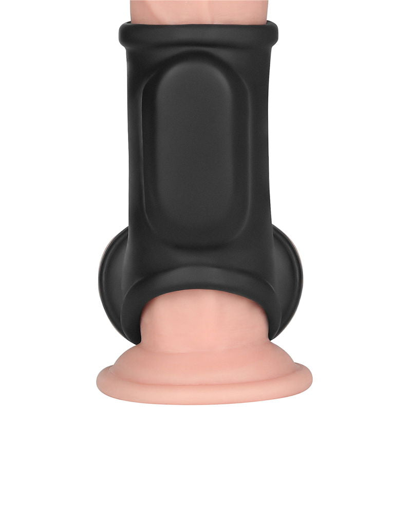 LoveToy - Silk Knights Ring - Vibrerende Penis en Scrotum Sleeve (Ø 2,8 cm) - Zwart