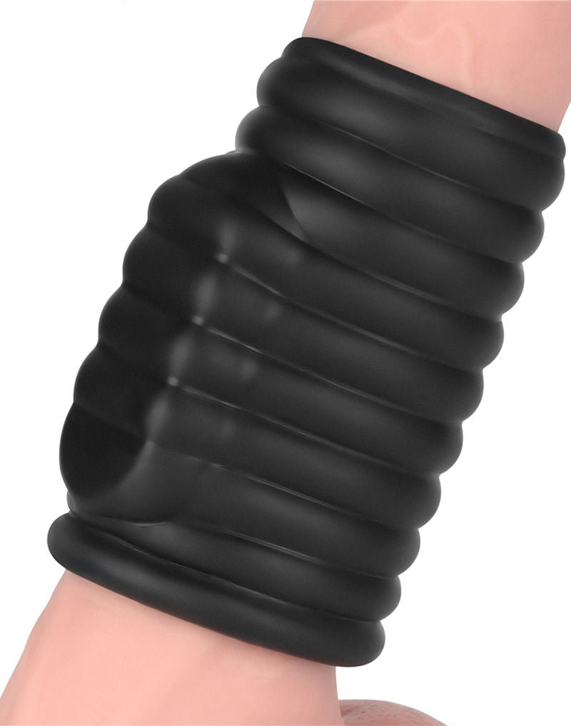 LoveToy - Wave Knights Ring - Vibrerende Penis Sleeve (Ø 3,7 cm) - Zwart