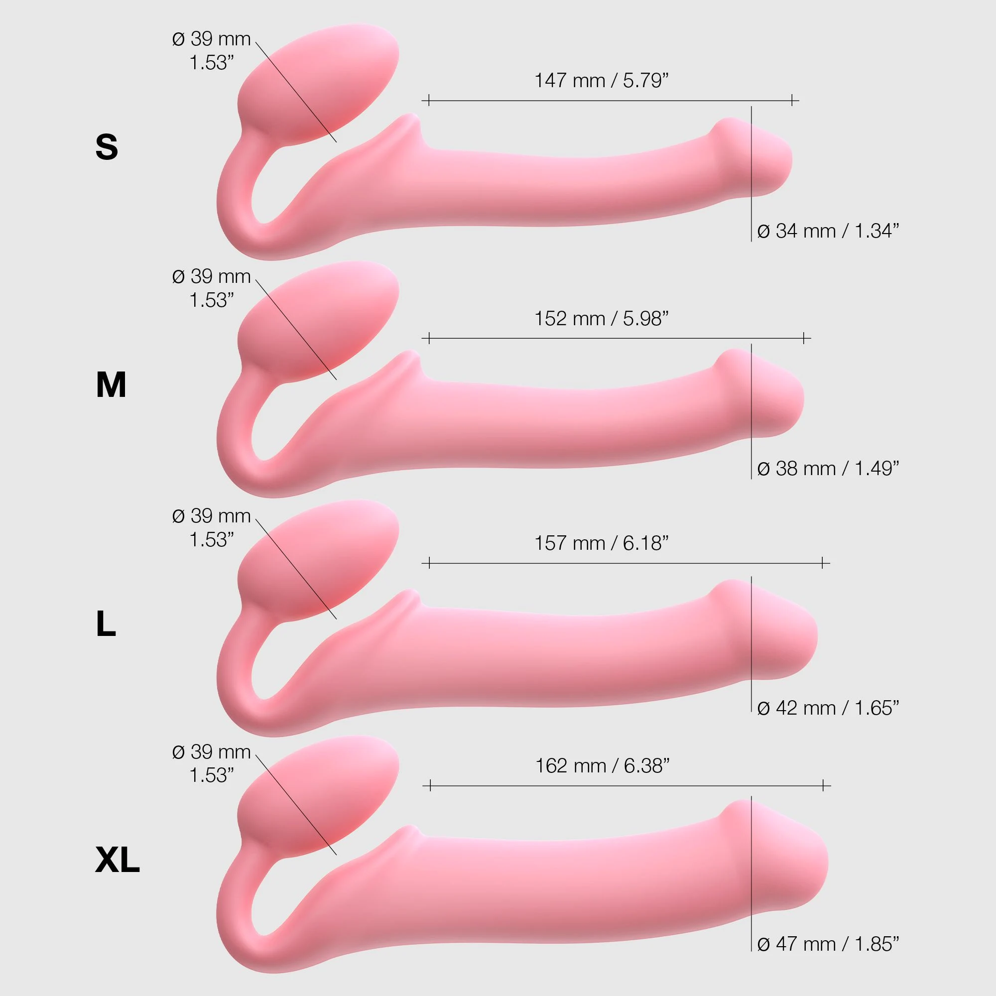 Strap-On-Me - Semi-Realistische Buigbare Strap-On Dildo Maat M - Roze