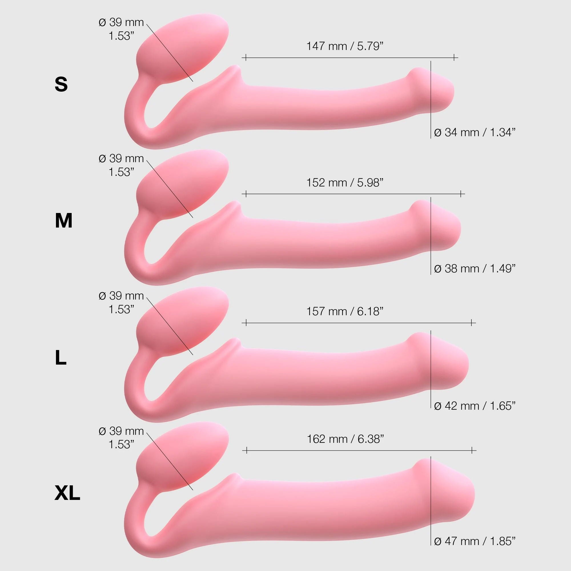 Strap-On-Me - Semi-Realistische Buigbare Strap-On Dildo Maat S - Roze