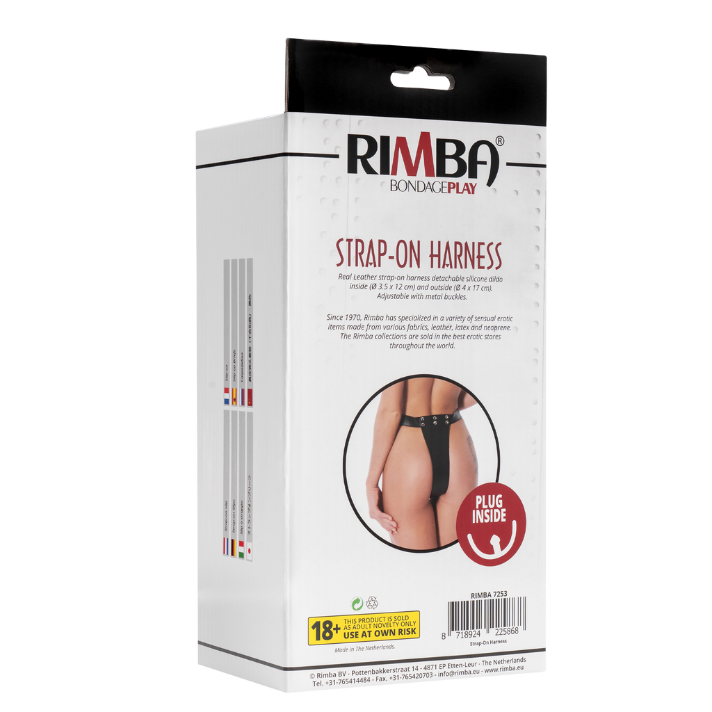 Rimba - Voorbind slip met dildo (3,5 x 12 cm.) naar binnen en (4x17 cm)naar buiten