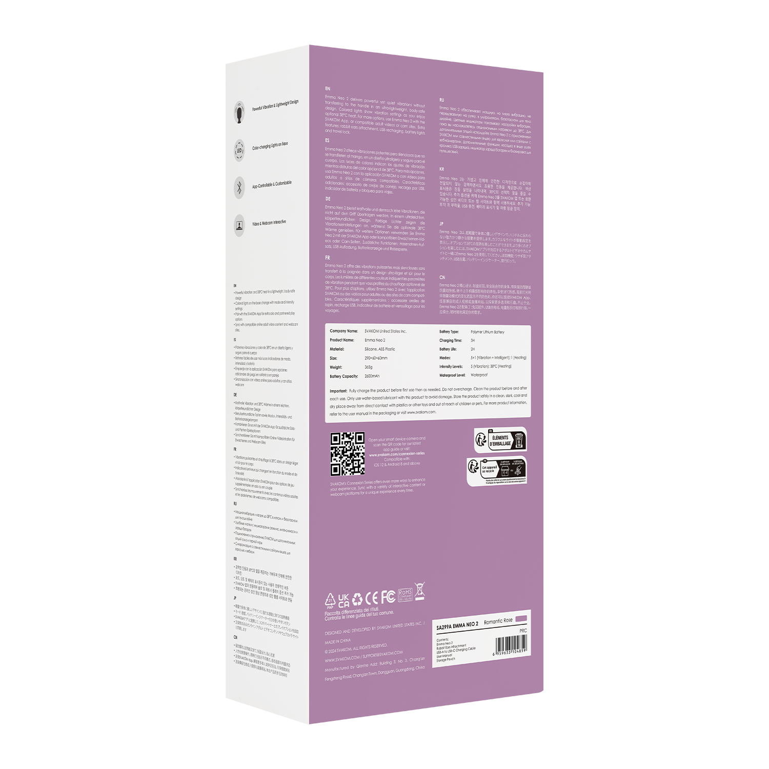 SVAKOM - Emma Neo 2 - Interactieve en krachtige Wandvibrator - Roze