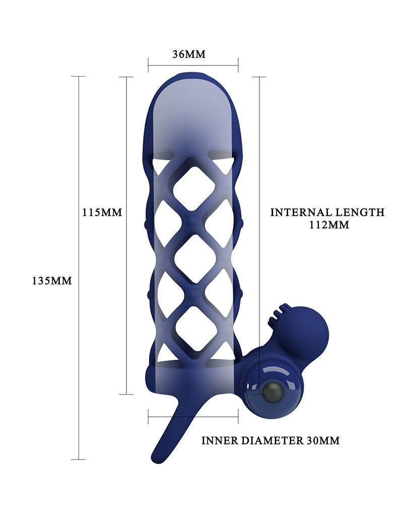 Pretty Love - Giann - Vibrerende Cock Sleeve - Donkerblauw