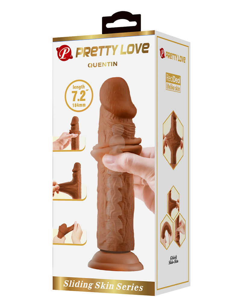 Pretty Love - Quentin - Sliding Skin Realistic Dildo 18,4cm - Bruin
