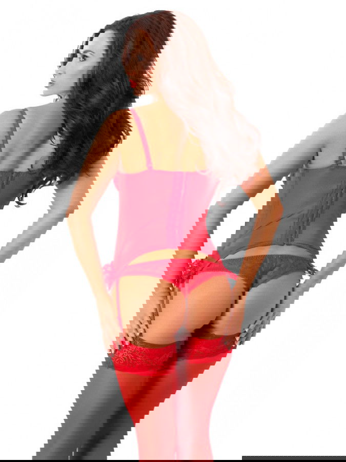 Amorable by Rimba - Corset (3 delig) - Rood