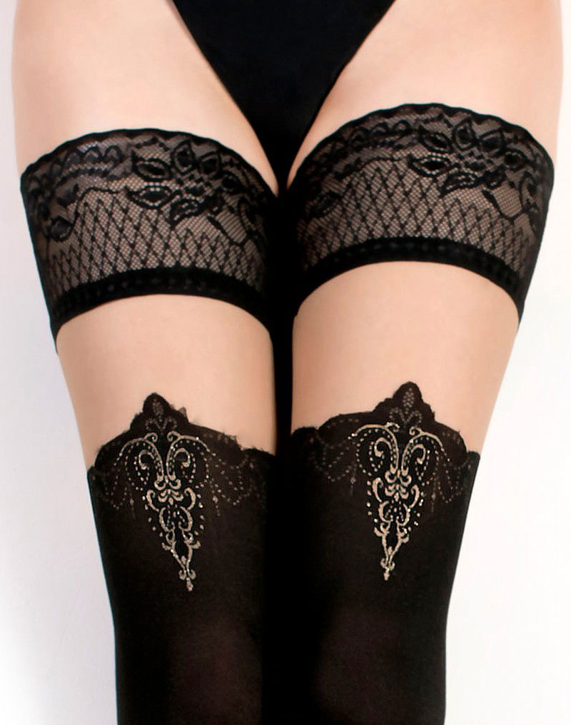 Ballerina - Fantasy Hold Ups - Kousen (50/20 denier) - Zwart & Transparant