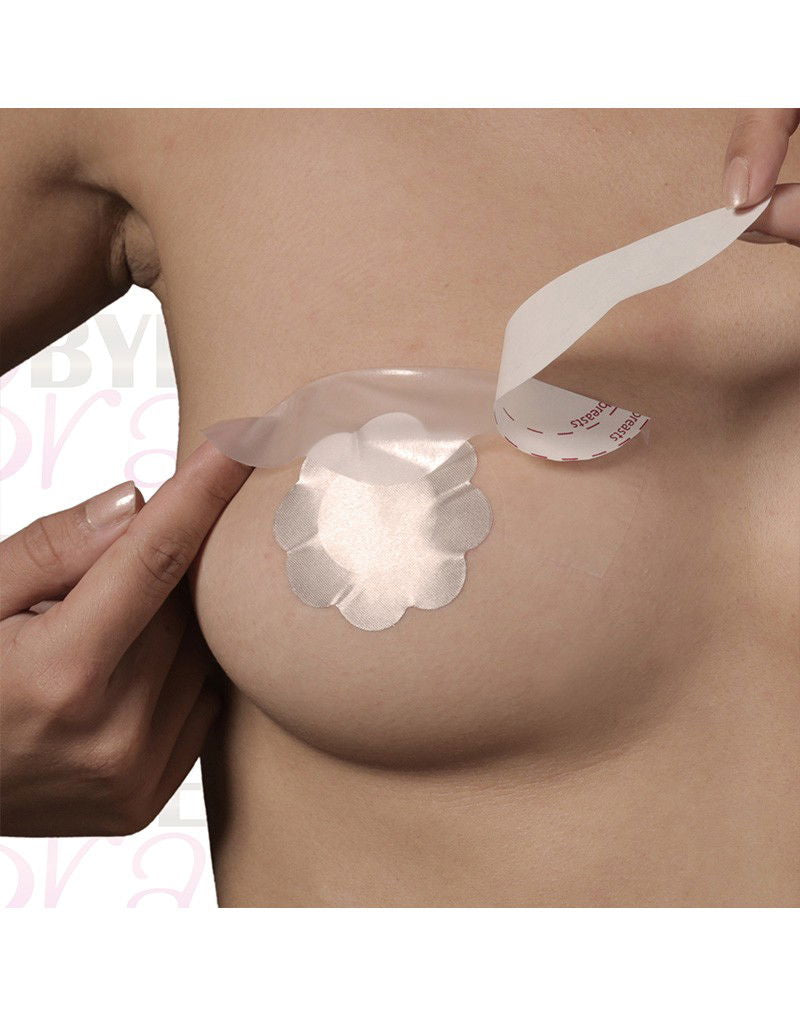 Bye Bra - Breast Lift & Zijden Tepelbedekkers D-F - Nude (3 paar)