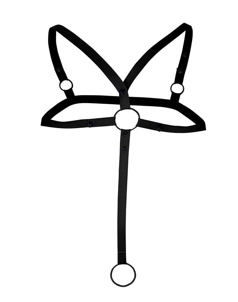 H4RNESS by C4M - C-Ring Gekruist Harnas - Zwart