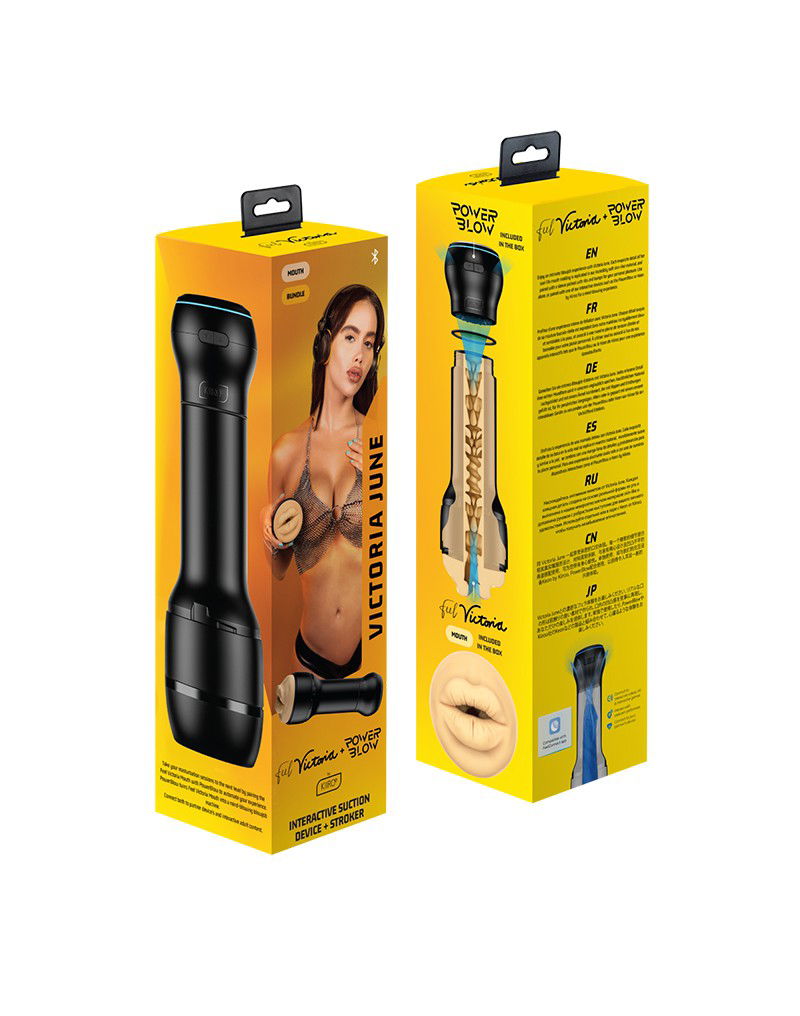 Kiiroo - Combo Set van Interactieve Zuig Masturbator PowerBlow en FeelStar Victoria June Mond Stroker - Zwart