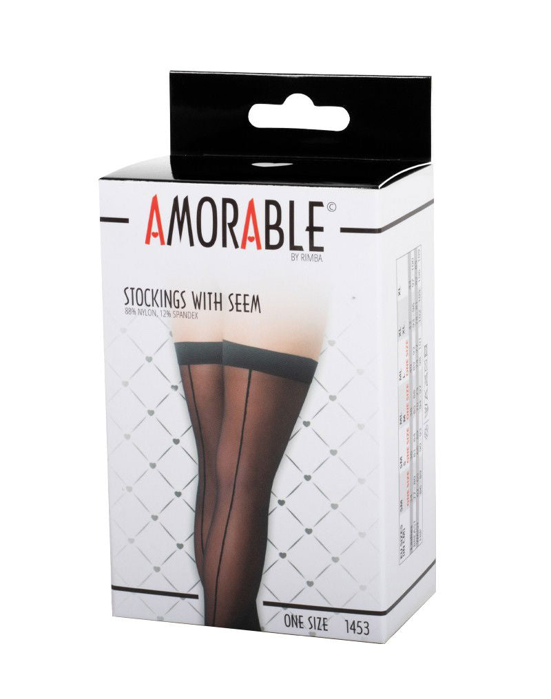 Amorable by Rimba - Kousen met Naad - One Size - Zwart