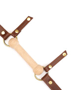 Liebe Seele - Leren Blinders met Mondknevel - Zwart, Bruin & Goud