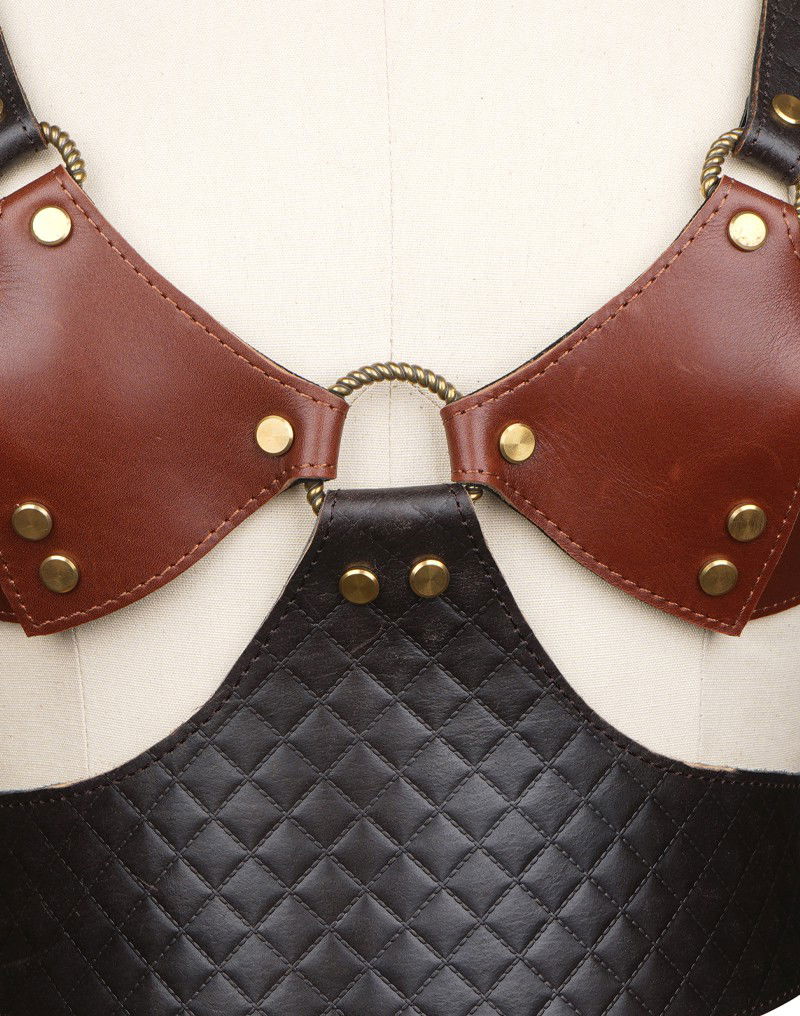 Liebe Seele - Leren Bustier - Zwart, Bruin & Goud