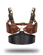 Liebe Seele - Leren Bustier - Zwart, Bruin & Goud