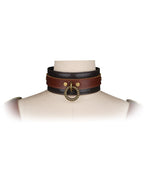 Liebe Seele - Leren Halsband met Riem - Zwart, Bruin & Goud