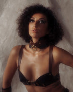 Liebe Seele - Leren Postuurhalsband met Riem - Zwart, Bruin & Goud