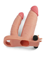 LoveToy - Pleasure X Tender Vibrating Double Penis Sleeve + 5 cm - Nude