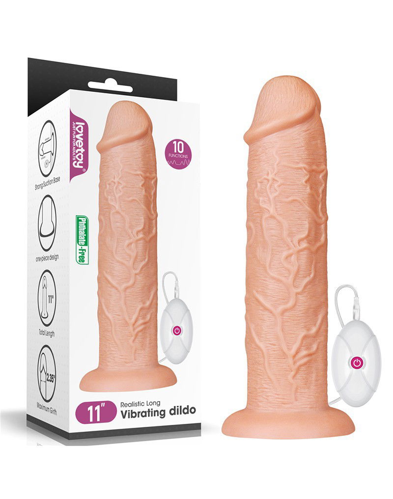 LoveToy - Realistic Long Vibrerende Dildo 28 cm - Nude