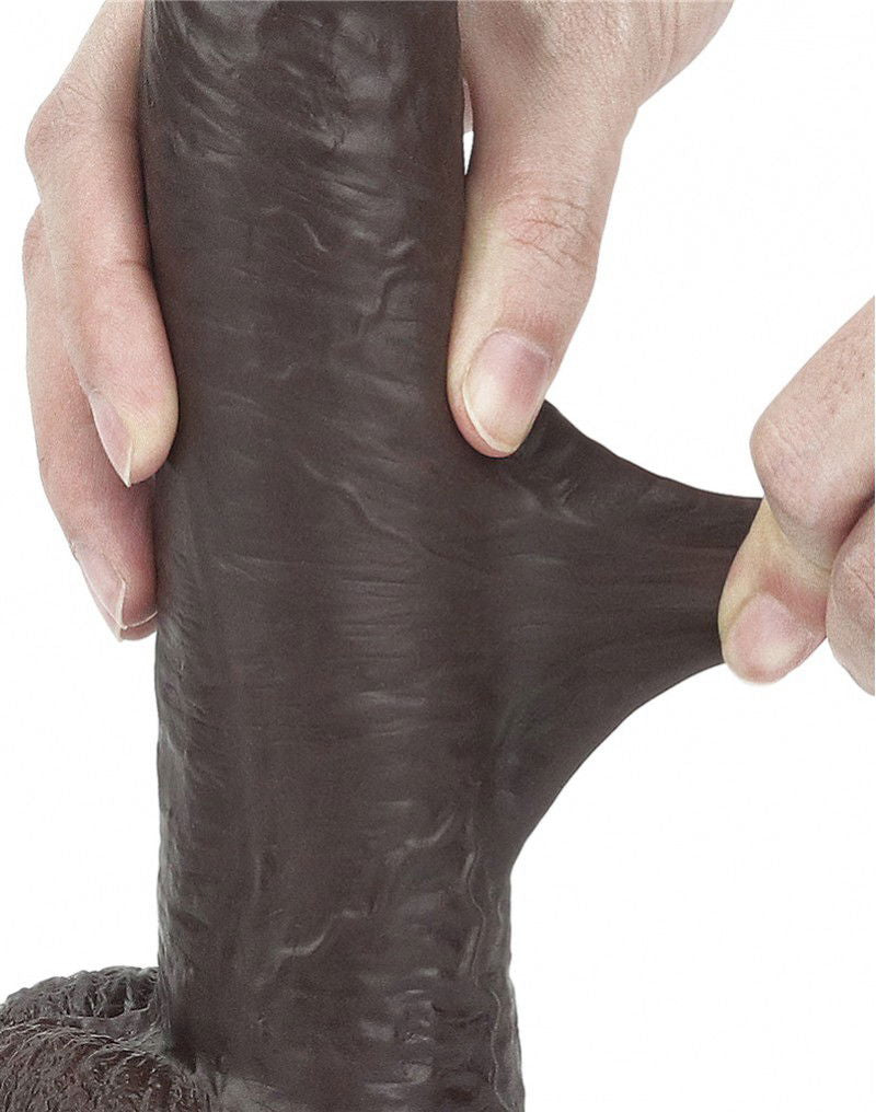 LoveToy - Sliding Skin Dildo 23 cm - Zwart