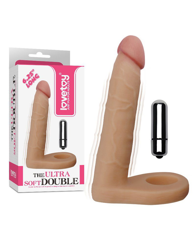 LoveToy - The Ultra Soft Double Vibrerende Dildo 16 cm - Nude