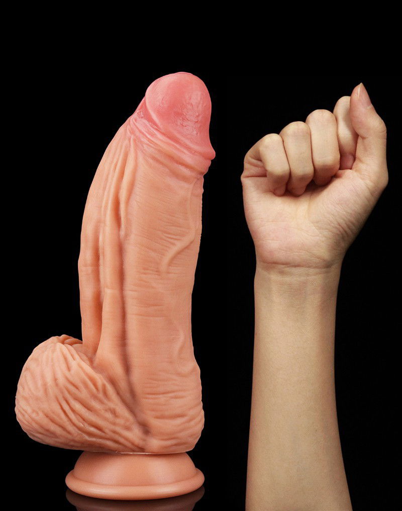 LoveToy - Dildo met Aderen 24.5 cm - Nude