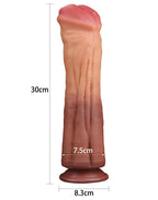 LoveToy - Dildo met Aderen 30 cm - Nude/Bruin