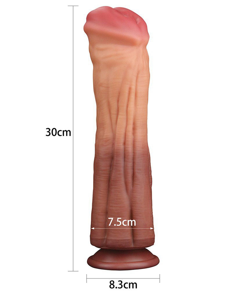 LoveToy - Dildo met Aderen 30 cm - Nude/Bruin