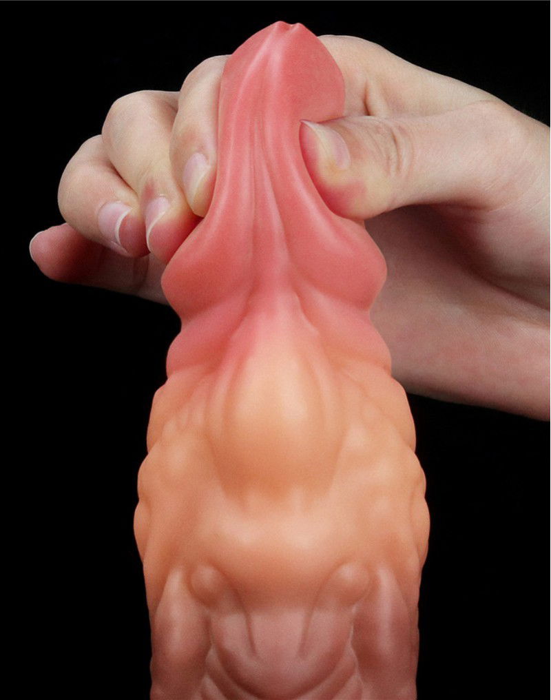 LoveToy - Dildo met Aderen 18 cm - Nude/Bruin