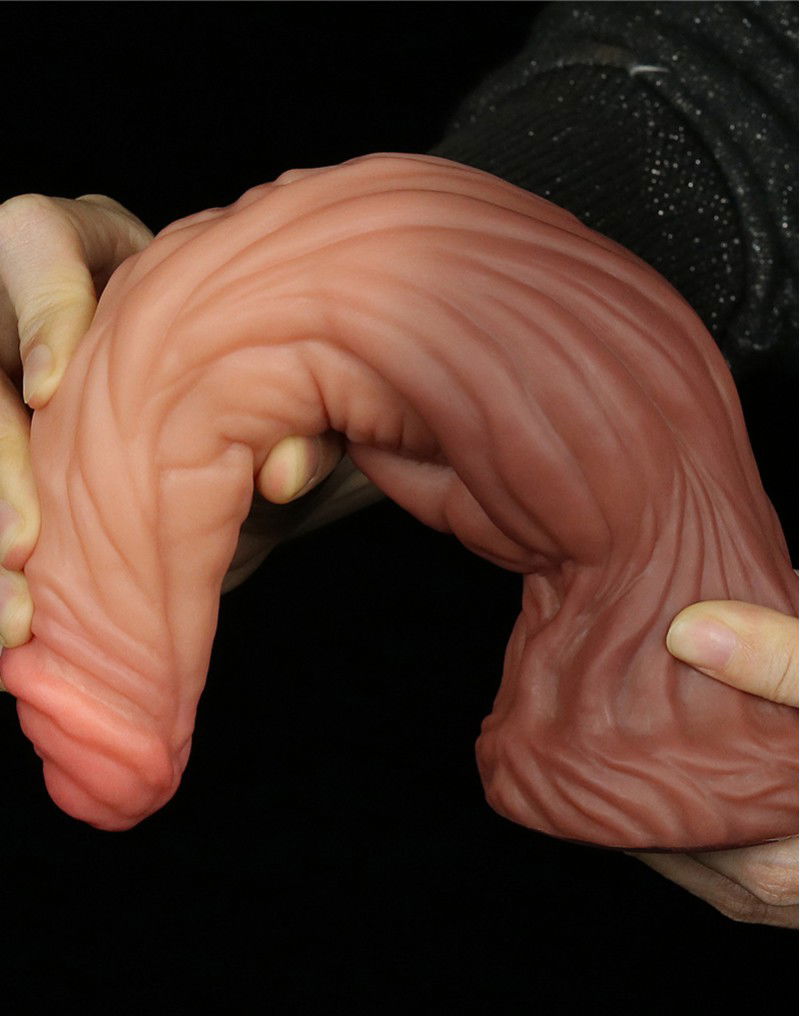 LoveToy - Dildo met Aderen 24.5 cm - Nude/Bruin