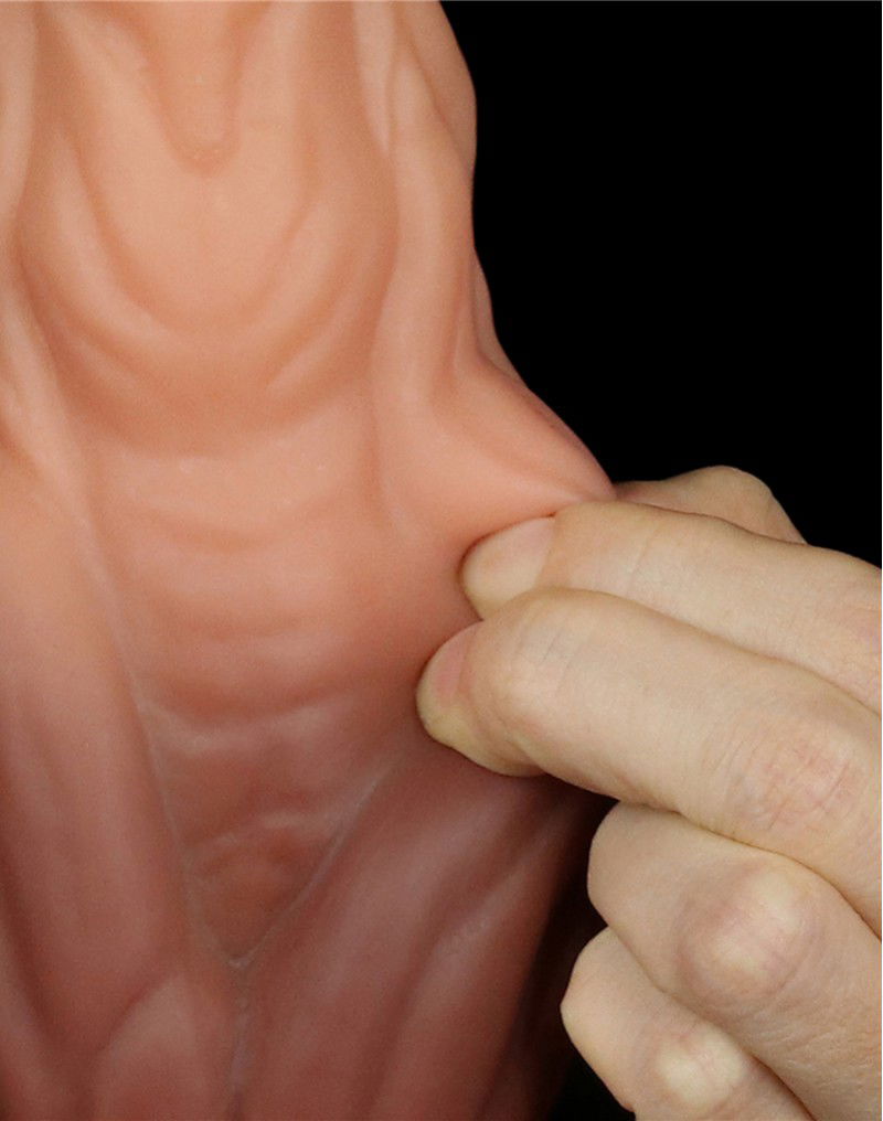 LoveToy - Dildo met Aderen 24.5 cm - Nude/Bruin